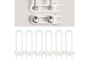 REAEON Baby Proofing Cabinets, Sliding Cabinet Locks for Babies, Adjustable U Shaped Baby Safety Locks, Childproof Cabinet Latch for Kitchen, Bathroom, Drawer, Cupboard Doors Knobs & Handles (6 Pack White)