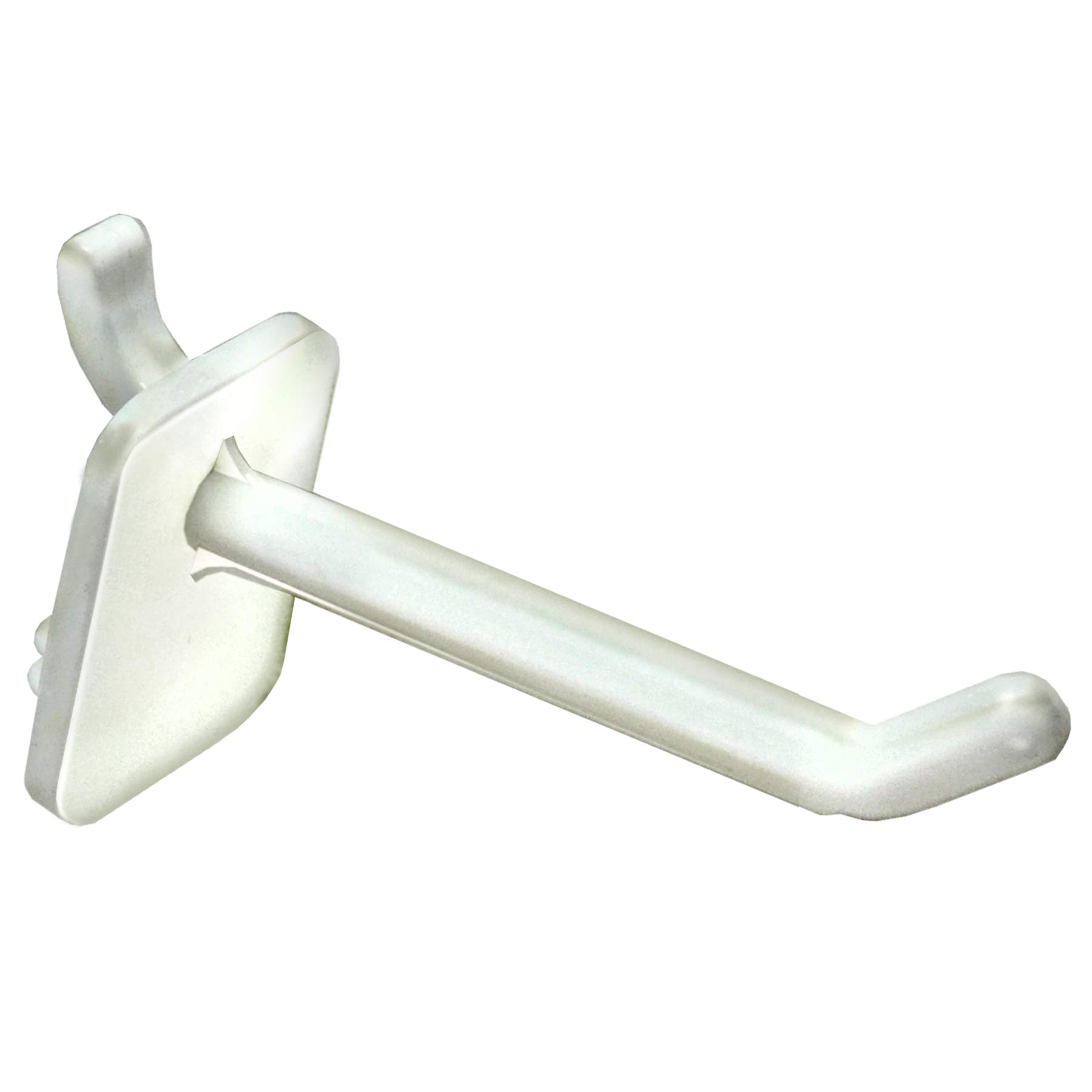 Photo 1 of Azar Displays 800002-W Pack of 50 White Pegboard Hooks (Also Available in Black & Clear) - 2” Pegboard Hook Set (4” & 6” Pegboard J Hooks Also Available) - Polycarbonate Plastic Hooks for Retail
