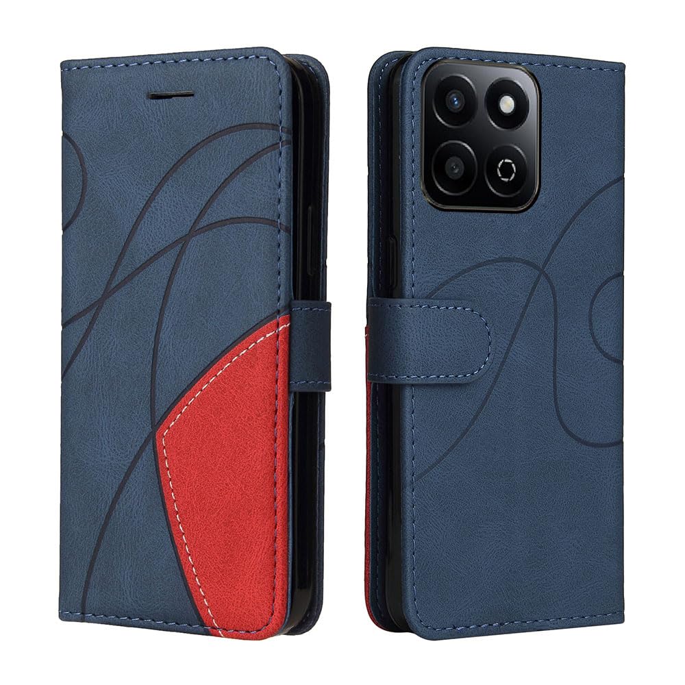 XINNI Protective Phone Case for Honor 200 Smart, PU/TPU Vintage Flip Leather Shockproof Cover Magnetic Book Style Wallet, Blue