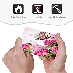 Pink Flower Butterfly 1 Gang Light Switch Plate