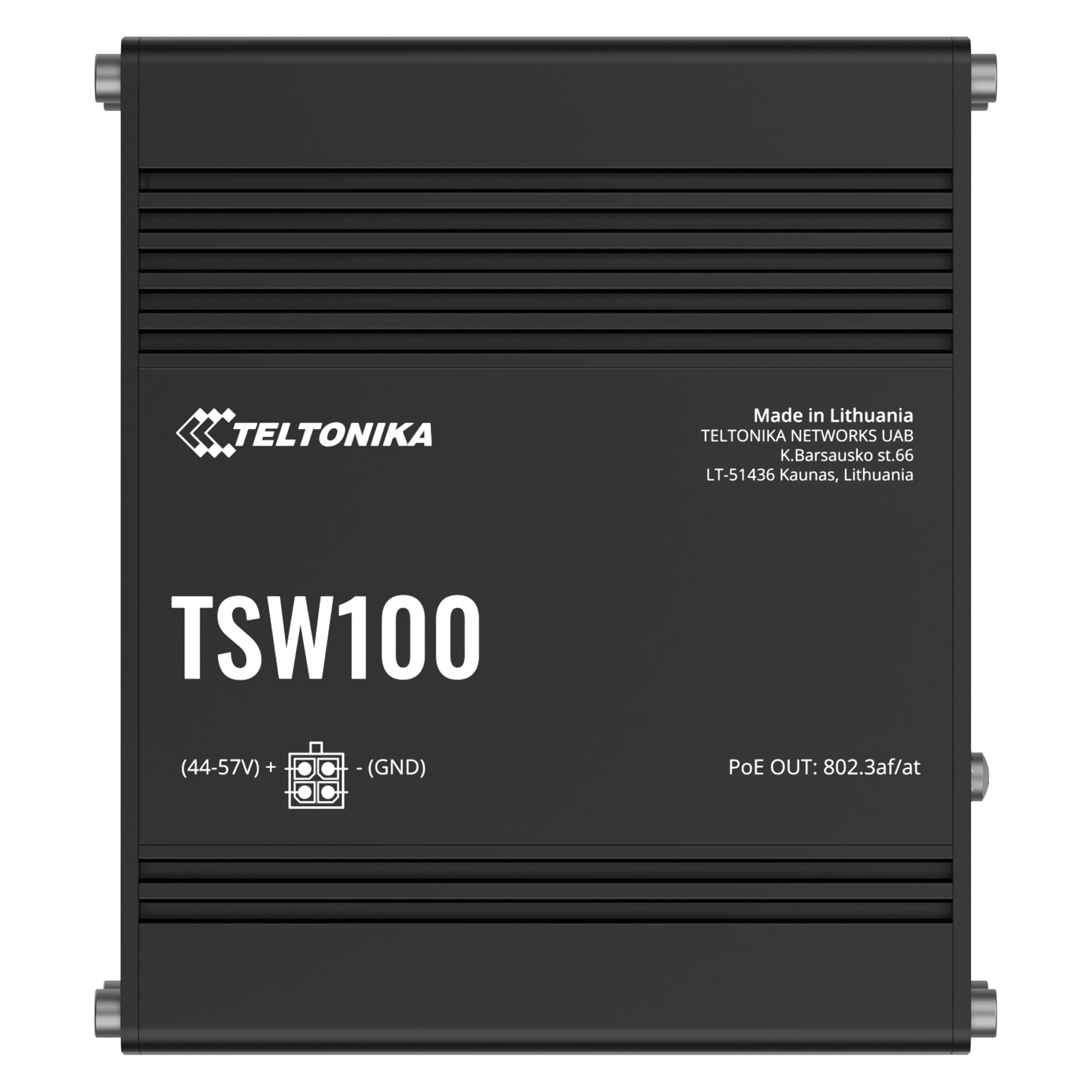 Teltonika TSW100 Industrial Ethernet switch, 5 x Gigabit Ethernet ports, PoE+, durable design
