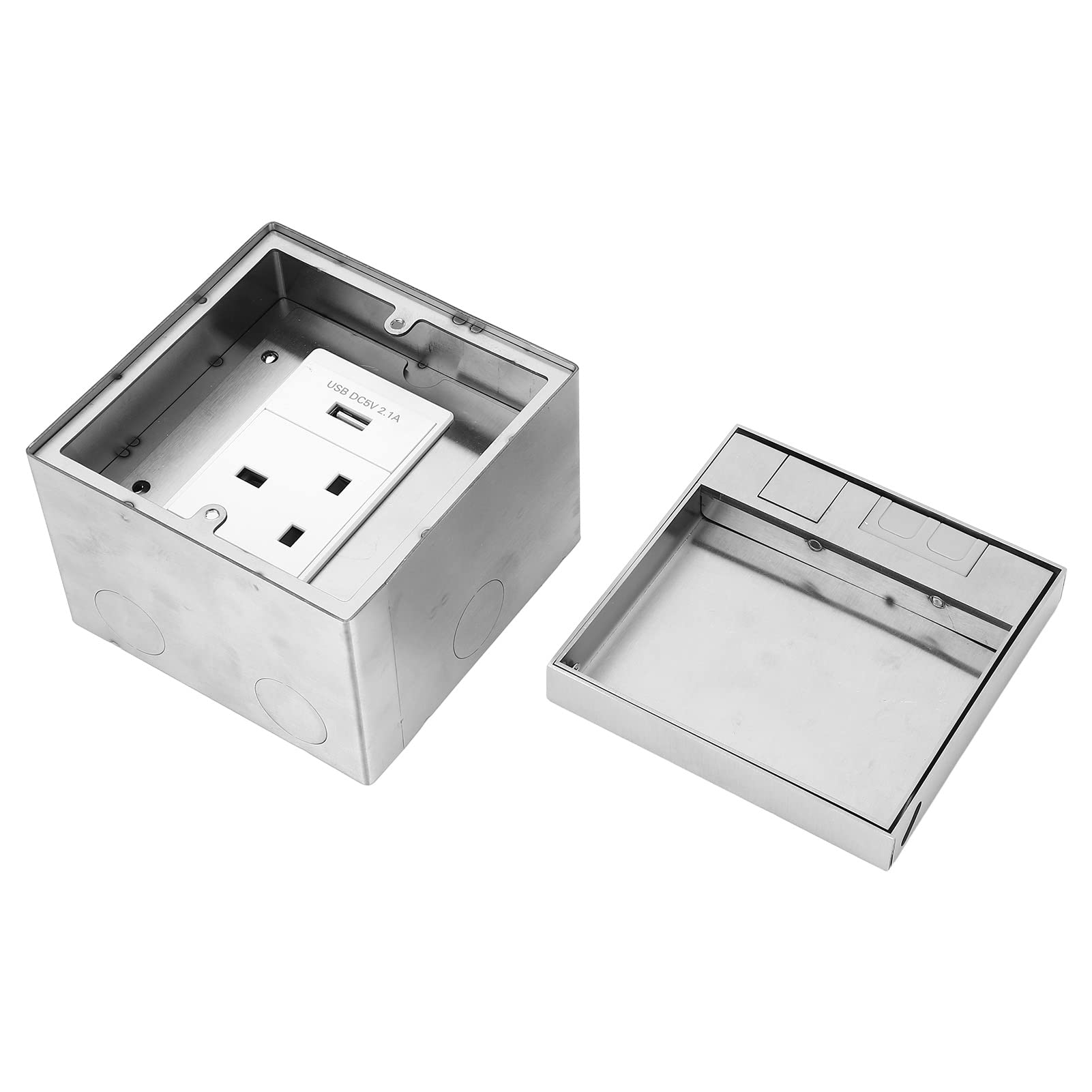 Concealed Socket, 3 Holes Receptacle Waterproof Embedded Recessed Floor Electrical Outlet Box Kit PC Flame Retardant Floor Outlet Cover Box for Conference Room Countertop AC250V