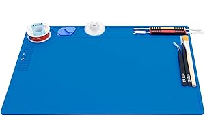 Hengtianmei Heat Insulation Silicone Repair Mat with Scale Ruler and Screw Position for Soldering Iron, Phone and Computer Repair Size: 14 x 10 Inches (H-201)