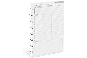 SORT OUT MY LIFE Discbound Undated Daily Plan Paper Refill, 120 GSM, 100 Sheets (200 Pages/Days), 8 Disc Pre-Punched Inserts, Loose Leaf, White, 5.5 inch x 8.5 Inch, Daily To-Do, Notes, and Scheduling