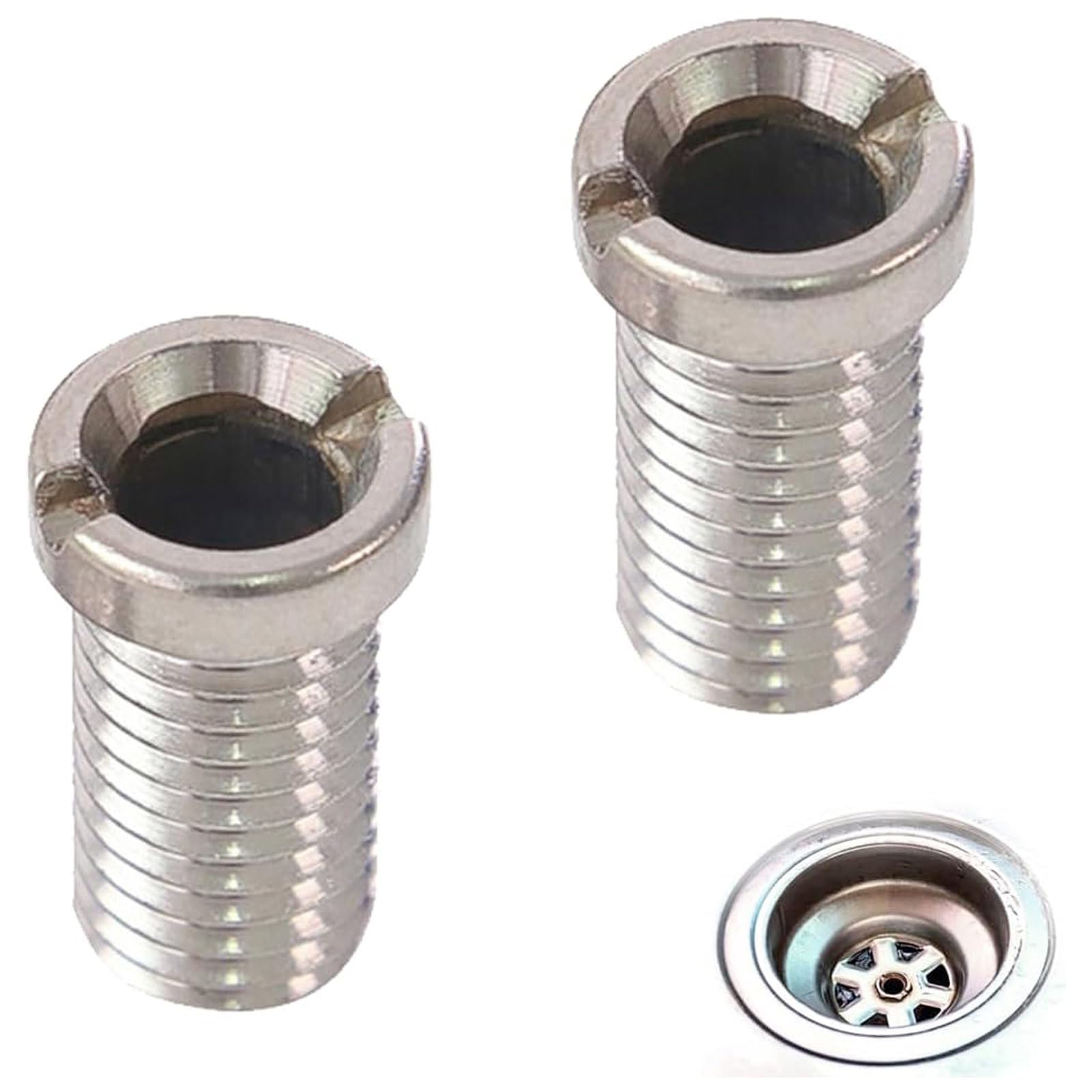 2 Pcs Stainless Steel Sink Strainer Bolt, Waste Threaded Screw for Wash Basin Plug