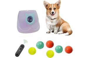 ptlsy Automatic Dog Ball Launcher Interactive Puppy Pet Ball Indoor Thrower Machine for Small and Medium Size Dogs, 3 Balls Included (2 inch) (Purple, Remote)
