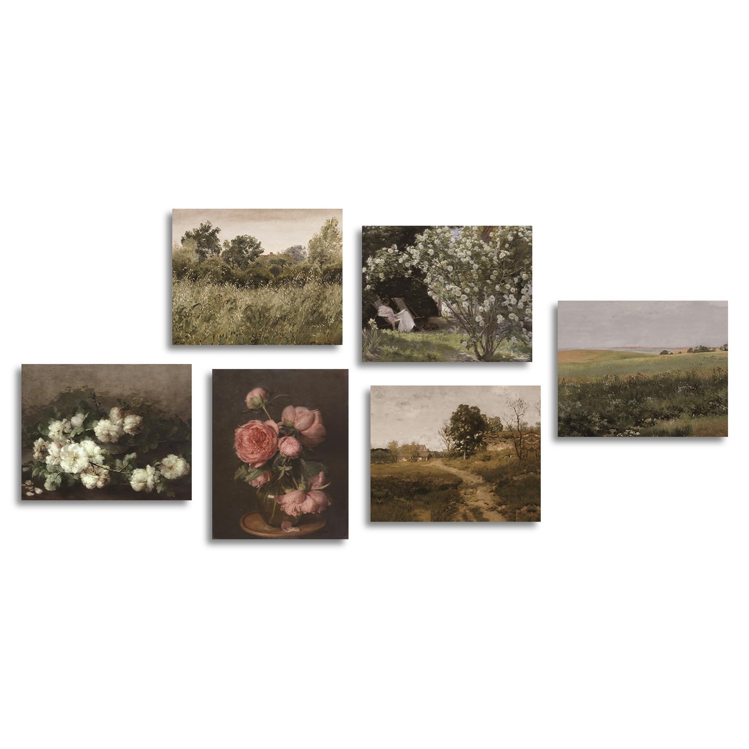 Dazzlewall Vintage Rustic Wall Decor Poster French Country Flower Wall Poster for Farmhouse Bedroom Living Room Decor 8x10 in Unframed Set of 6