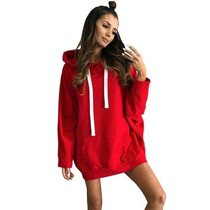 sudaderas rojas largas con capucha