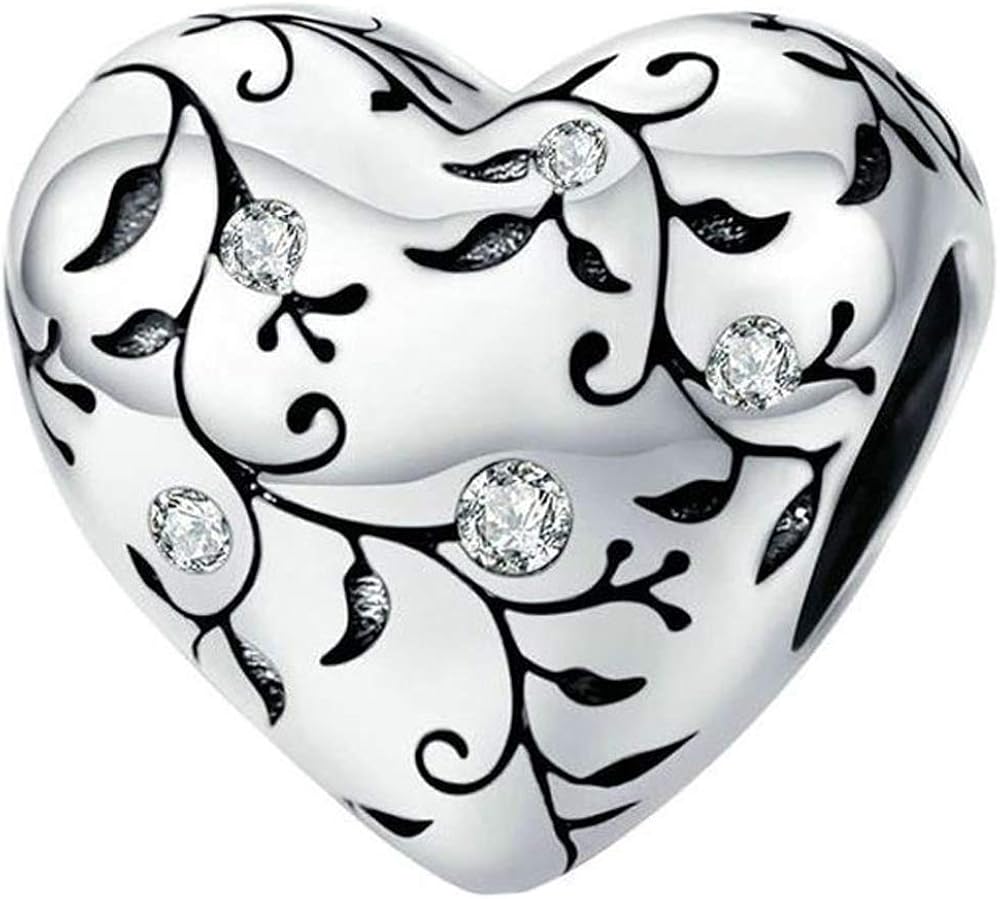 PANDORA People Offenes Herz & Rosen Charm Aus Sterling Silber/Größe: 1,4cm