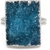 Rectangle Druzy Ring &bull; 13 Colors &bull; Gold/Silver Plated &bull; 14&times;18MM &bull; US 6&ndash;9 | STOCK PHOTOS &bull; Similar ring shipped &bull; Druzy varies in color tone, crystal size, formation &amp; pattern &bull; Each stone is unique