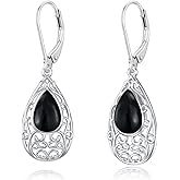 HPQQ Teardrop Earrings for Women Celtic Filigree Drop Earrings Sterling Silver Leverback Earrings Jewelry Christmas Gifts for Women Her