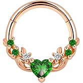 ALACLO Septum Nose Rings Hoops for Women, 316L Surgical Steel 16G Leaf Cartilage Earrings, Tragus Helix Rook Daith Piercing Jewelry