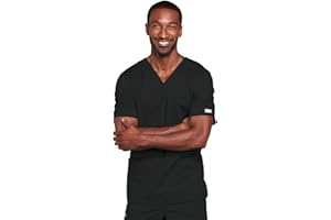 Cherokee Scrubs for Men & Women V-Neck Scrub Top with 4 Pockets, Cotton Blend Soft Stretchy Easy Care Nursing Uniform - 4725