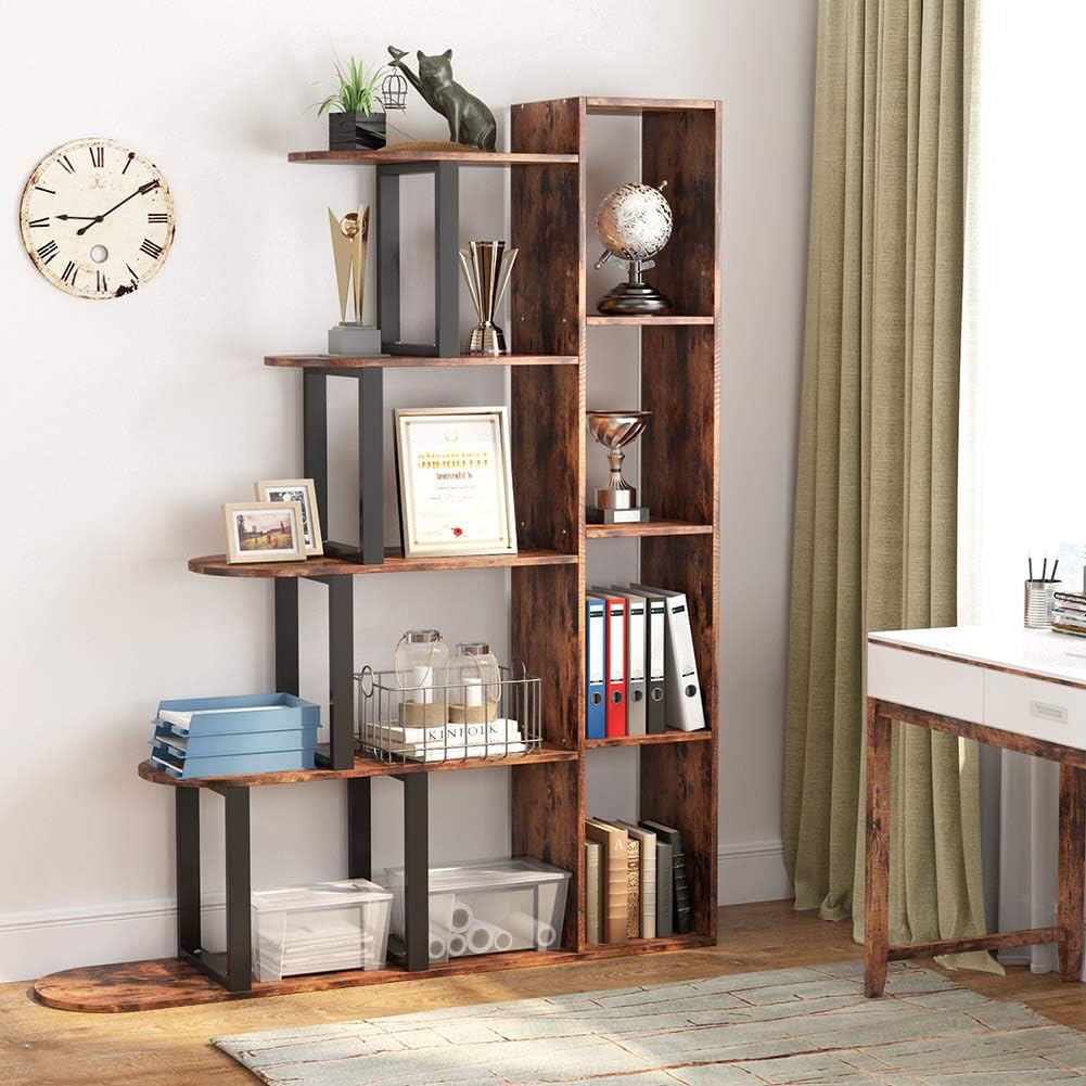 5Tier Rustic Bookshelf Ladder Bookcase, Ladder Shelf Vintage