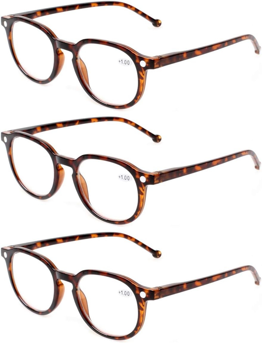 READING GLASSES 3 Pair Retro Round Spring Hinged Readers Great Value Quality Glasses for Reading