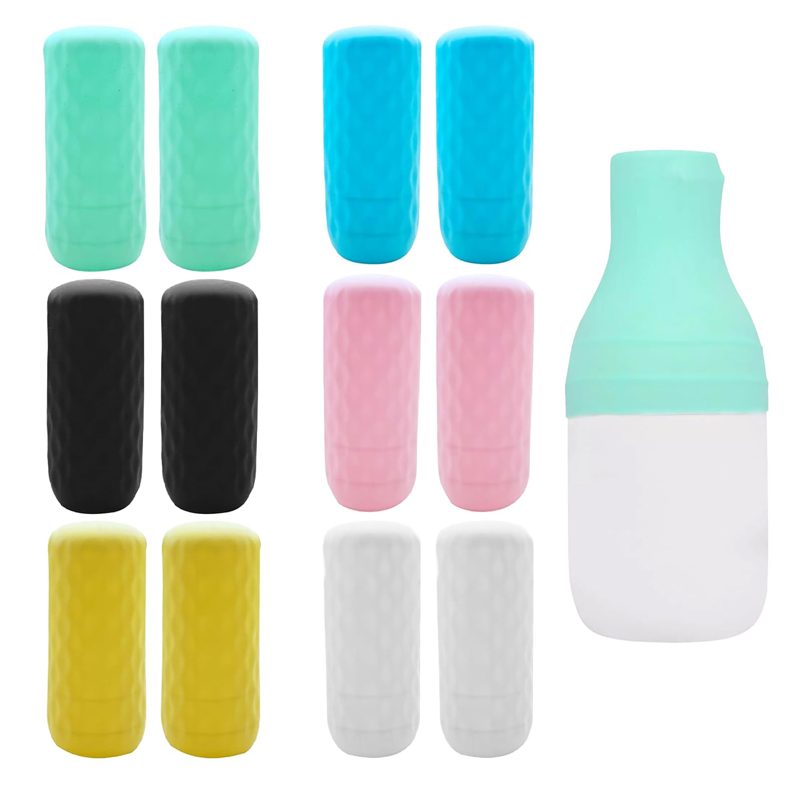 RANYAKE 12PCS Elastic Sleeves for Leak Proofing Silicone,Silicone Travel Sleeves For Toiletries,Reusable Silicone Locks Proof Bottle Covers,Leakproof Sleeve for Travel Toiletries Containers