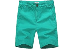 KID1234 Boys Shorts - Flat Front Shorts with Adjustable Waist,Chino Shorts for Boys 5-14 Years,6 Colors to Choose