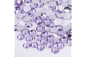 KDKYY 1500 Pieces SS16 4mm Flatback Rhinestones Clear Glass Round Gems Crystals for Nail Art DIY Crafts Clothes Shoes Bags （Light Purple）