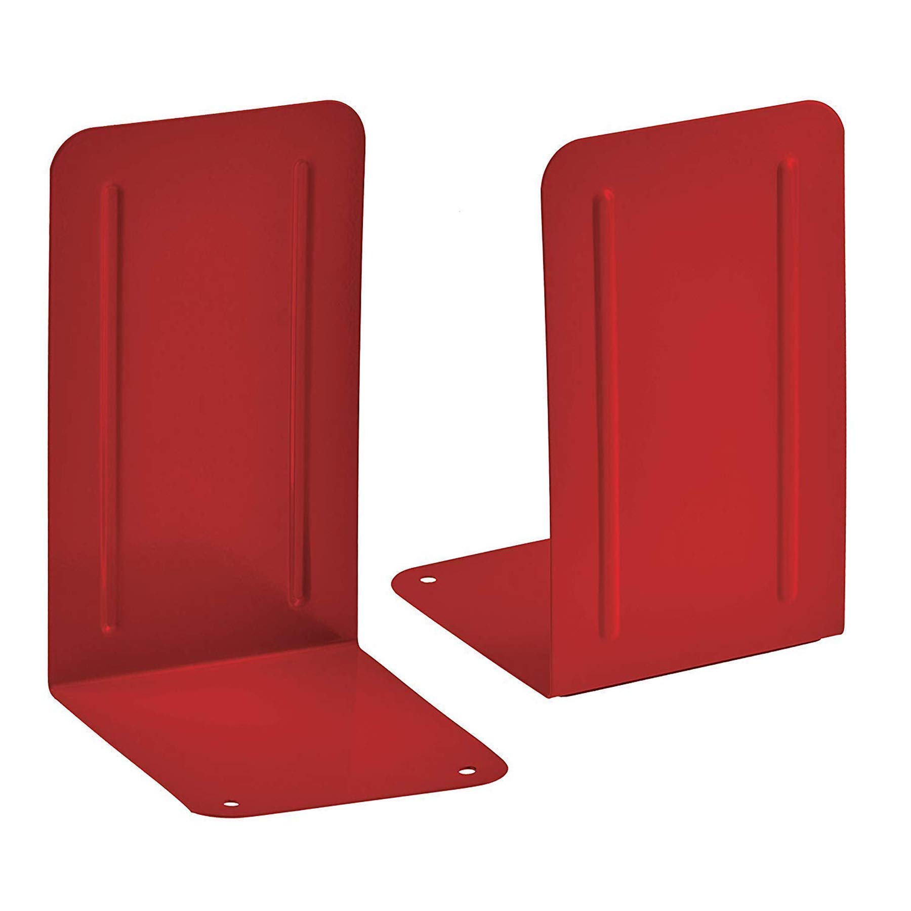Acrimet Metal Bookends, Non-Skid Book Stand for Shelves, Heavy Duty Book Stopper, 17,5 cm H x 10 cm W x 11,5 cm D, Red, 1 Pair