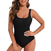 HAIVIDO One Piece Swimsuit for Women Tummy Control Bathing Suits Scoop Neck Square Back Swimwear