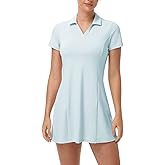 YSENTO Women's Tennis Golf Dress Build in Shorts with Pockets V Neck Collar Stretch Athletic Active Polo Dresses
