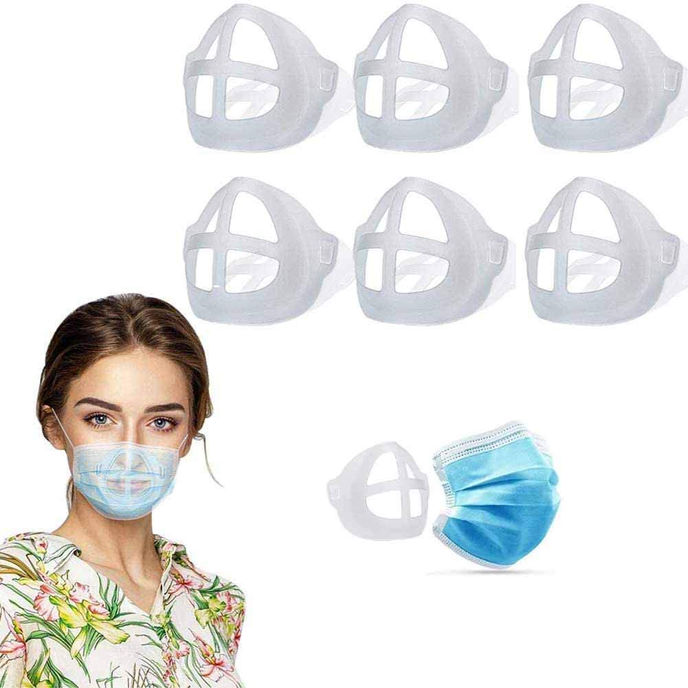 3D Bracket, Silicone Mask Bracket Internal Support Frame, Reusable 3D Face Bracket for Mask, Mask Frame for Lipstick Protective Face Mask - 6PCS