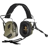 EARMOR M32 PLUS Tactical Headset for Helmet - Noise Canceling Headphones with mic for Shooting & Hunting Earmuffs, Nato TP120 Jacket, Green