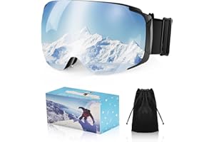 Coolpub Ski/Snowboard Goggles for Men Women, Frameless OTG Magnetic Flip up HD Lens Anti Fog UV400 Snow Snowboarding Goggles