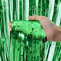 TONIFUL 2Pcs Green Metallic Tinsel Foil Fringe