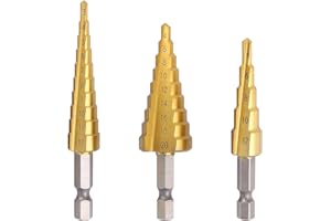 Step Drill Bit Set with 1/4-inch Hex Shank Titanium HSS Coated Step Drill Bit Set, Convenient Woodworking Carpenter's Tool fo