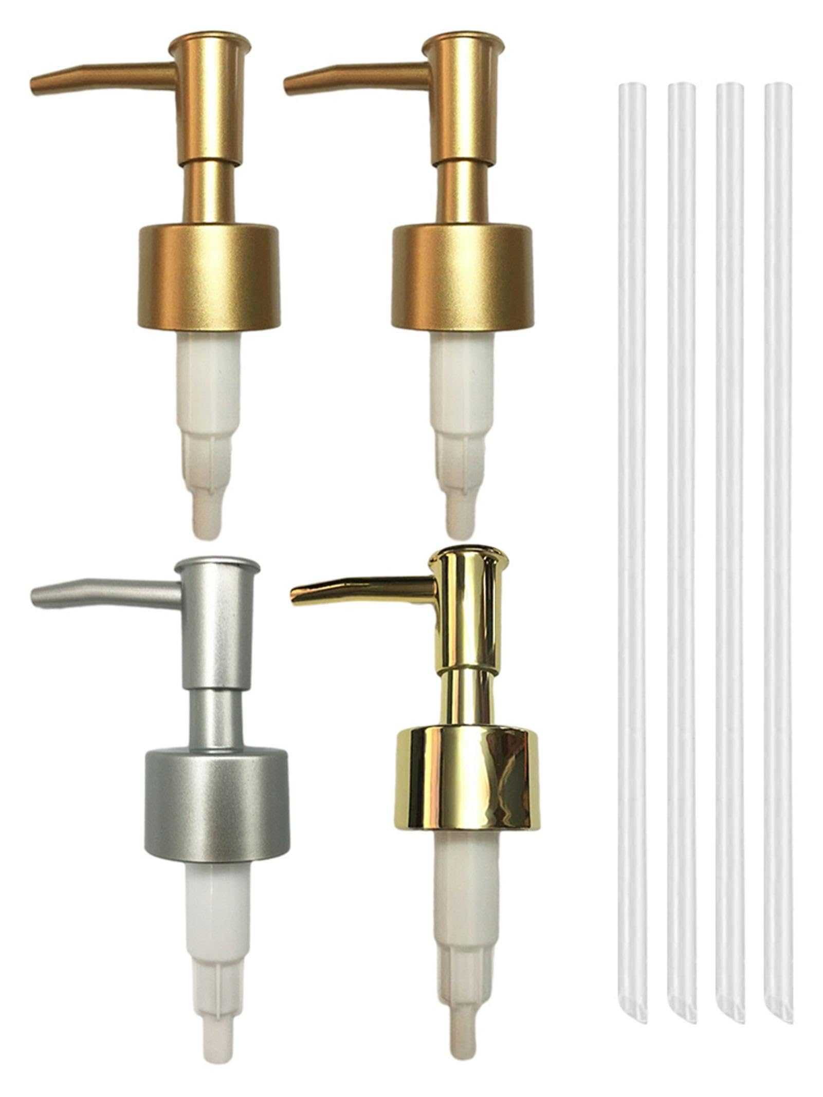 Soap Dispenser Pump Head Replacement, 4Pcs Lotion Dispensers Pump Heads with Tubes for 15 mm Thread Bottle, Spare Pump Bottle Dispenser for Kitchen, Bathroom, Hotels