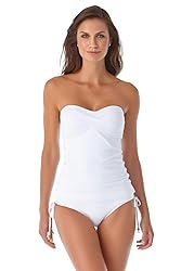Anne Cole Women's Solid Twist Front Shirred Bandeau