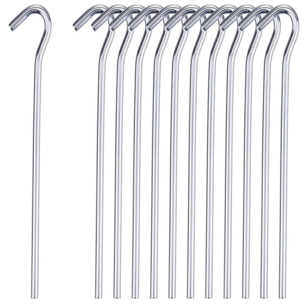 Pack of 50 Alloy Steel Long Tent Pegs - 9" (23cm) for Camping, Gazebos, Tarps, Netting, Football Goals | Durable Hooks Ground Garden Metal Peg | Rust Free, Heavy Duty, Strong Steel - Galvanised Silver