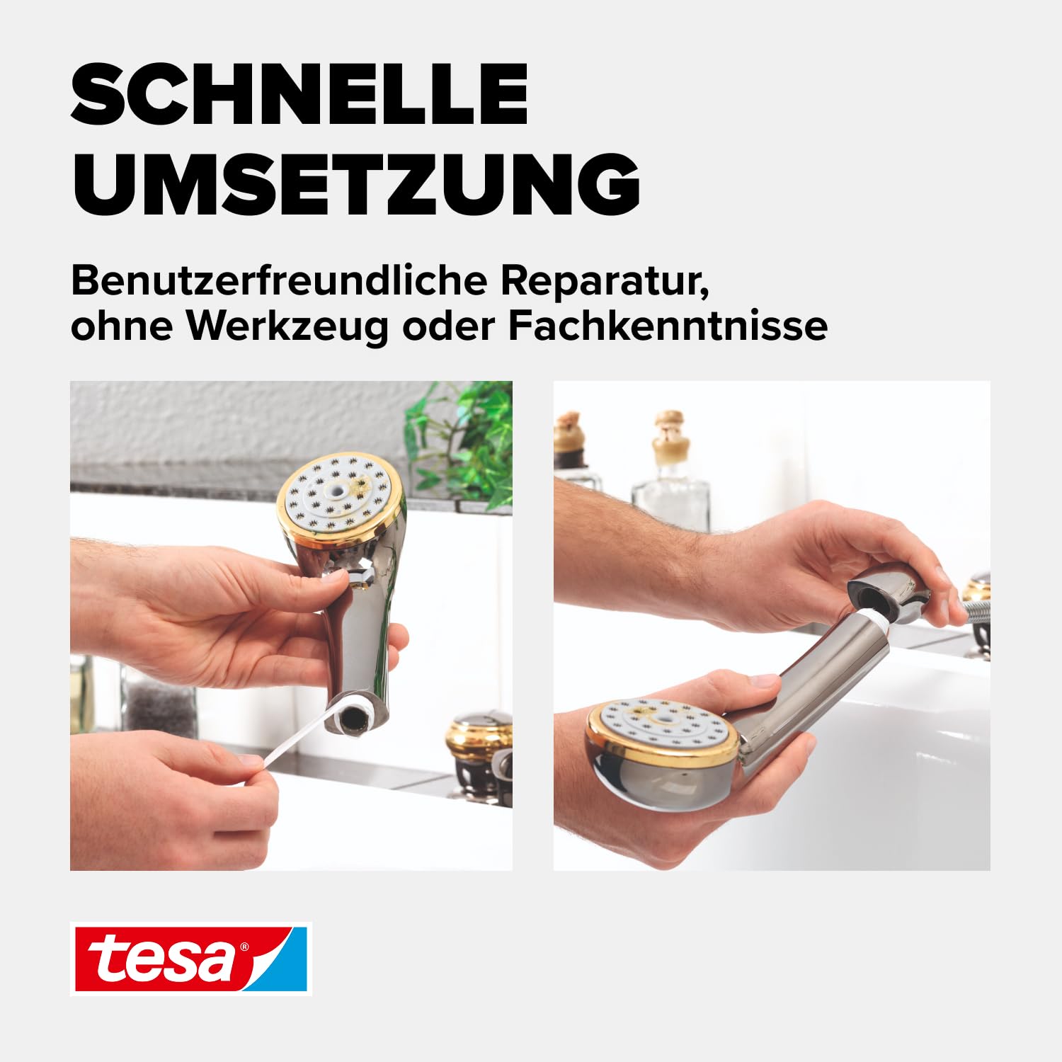 tesa Dichtungsband StopWater, wasserfestes Abdichten, Druckbeständigkeit bis zu 6 bar, einfache Anwendung, 12m x 12mm, weiss 5