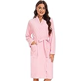 Knuffnee Women Bath Robes Terry Cloth Towel Robe Knee Length Bathrobe with Pockets