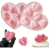 2 Pcs Valentines Chocolate Silicone Molds,12-Cavities Pink Chocolate Silicone Mold Diamond Heart Shape Candy Molds,Non-Stick Baking Molds for Valentine Party Decor, Candy,Cake Dessert Making