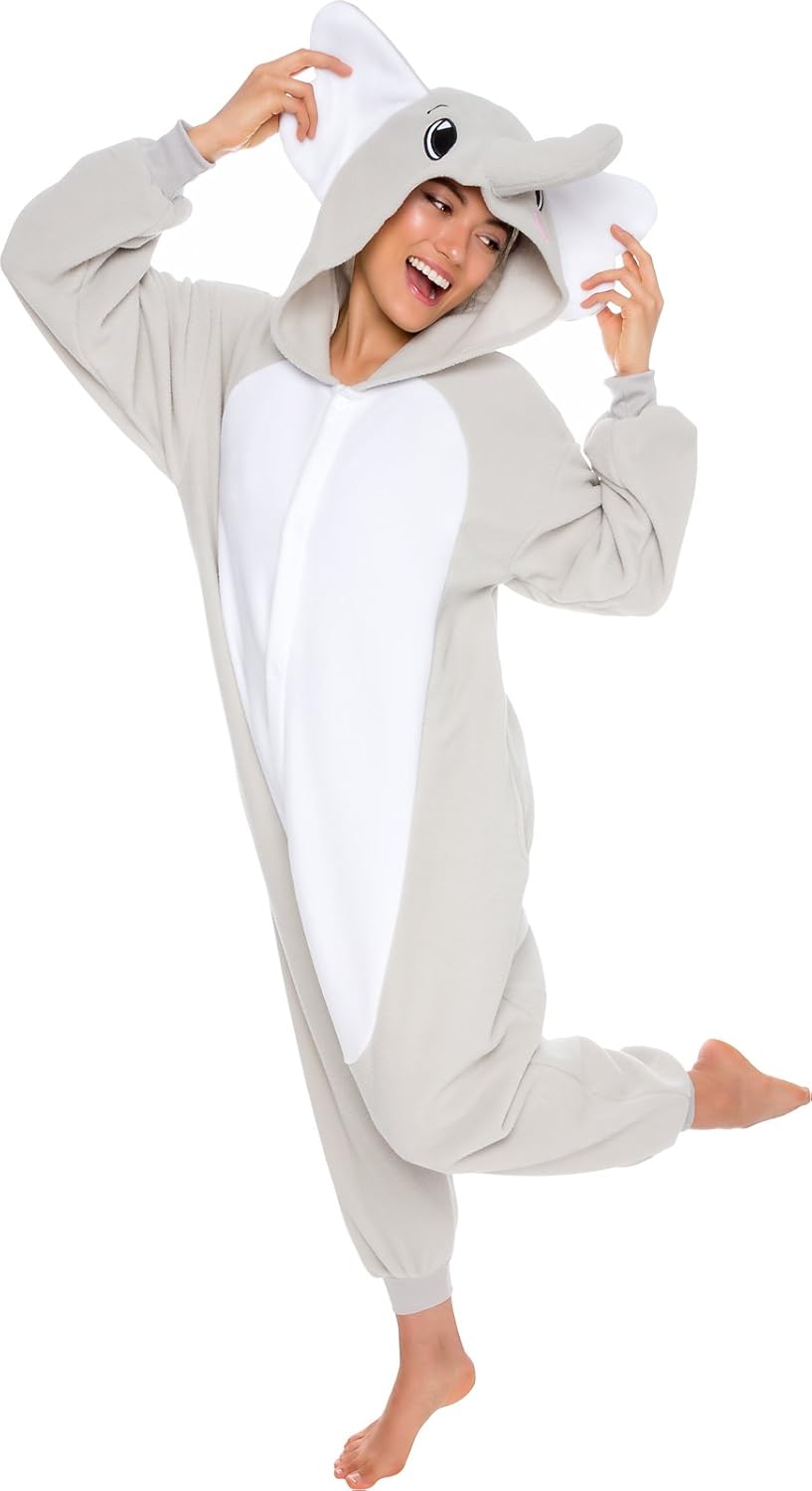 Lilly Silver Adult Costume Elephant Cosplay Plush Pajamas Unisex Piece One Animal Elephant