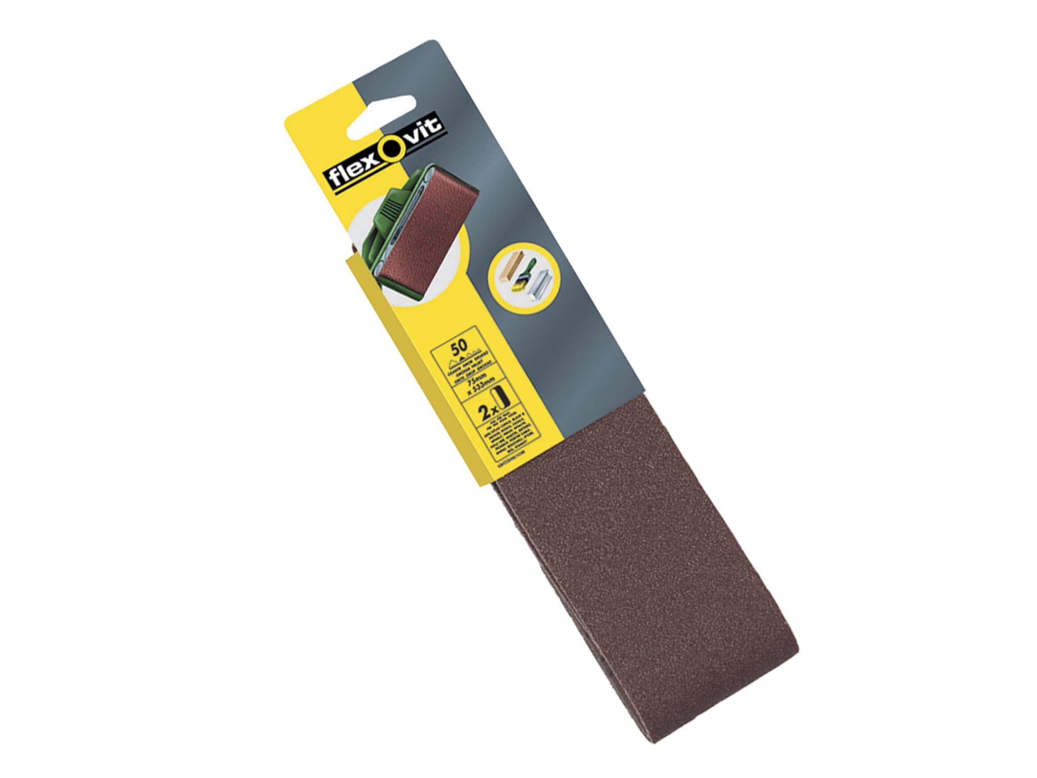 Flexovit FLV26470 Cloth Backed Sanding Belts - 75mm x 533mm - Fine (2pk)