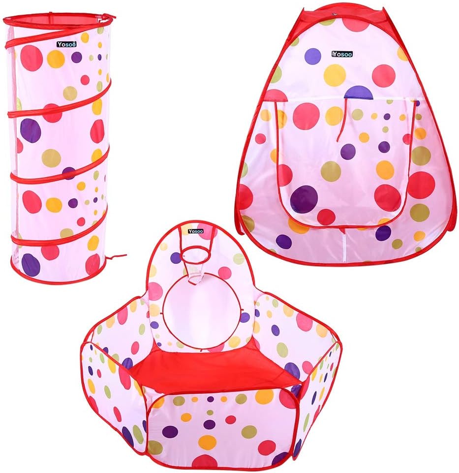 Tente De Jeu Pour Bebe Avec Tunnel De Balayage Et Fosse De Balle Portable Pop Up Playhouse Pour Enfants Avec Panier Hoop Kids Game Toy Commerce Industrie Et Science Tentes De Jardin