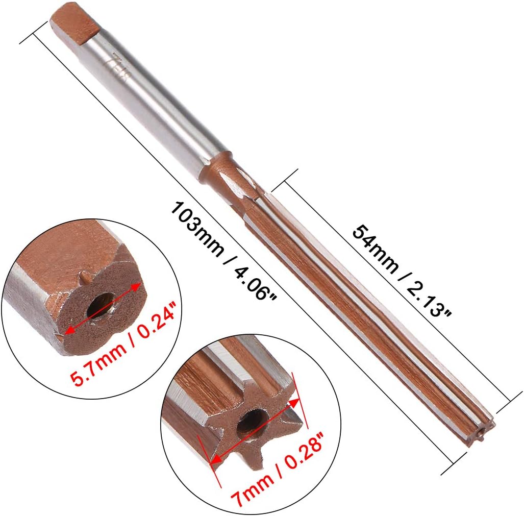 sourcing map Hand Reamer 7mm Alloy Tool Steel H8 6 Straight Flutes Hand Milling Cutter Tool Metric Reaming Drill Bit for Metal - Image 3