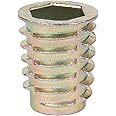 E-Z LOK Hex Threaded Inserts for Soft Wood, Zinc Alloy Flanged Thread Insert 3/8-16 x 20mm Length, Pack of 25, (903816-20)