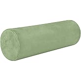 YETTASBIN Sage Green Solid Color Cylinder Round Pillow for Neck Pain Relief, Soft Breathable Bolster Travel Memory Foam Pillow with Removable Washable Cover for Bed Sleeping, Head, Legs and Back