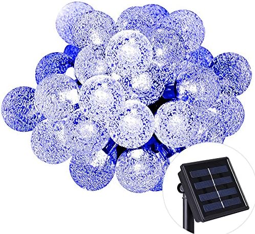 Isightguard Solar Powered Fairy Lights 30 Led 19.68ft Crystal Ball String Light for Outdoor Garden Patio, Christmas, Xmas Tree, Holiday Decoration (Blue)