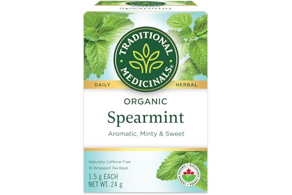 Traditional Medicinals - Organic Spearmint Herbal Tea (Pack of 1) - Refreshing and Minty - 16 Tea Bags Total