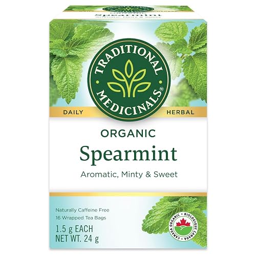 Traditional Medicinals - Organic Spearmint Herbal Tea (Pack of 1) - Refreshing and Minty - 16 Tea Bags Total