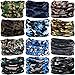 VANCROWN Headwear Head Wrap Sport Headband Sweatband 220 Patterns 12 in 1 Magic Scarf 12PCS & 6PCS 12 in 1 (12PCS.Camouflage 1)