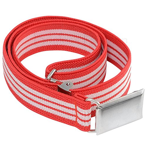 Buyless Kids Elastic Adjustable Belt with Metal Buckle ( 21 Colors Available) - Red-Striped