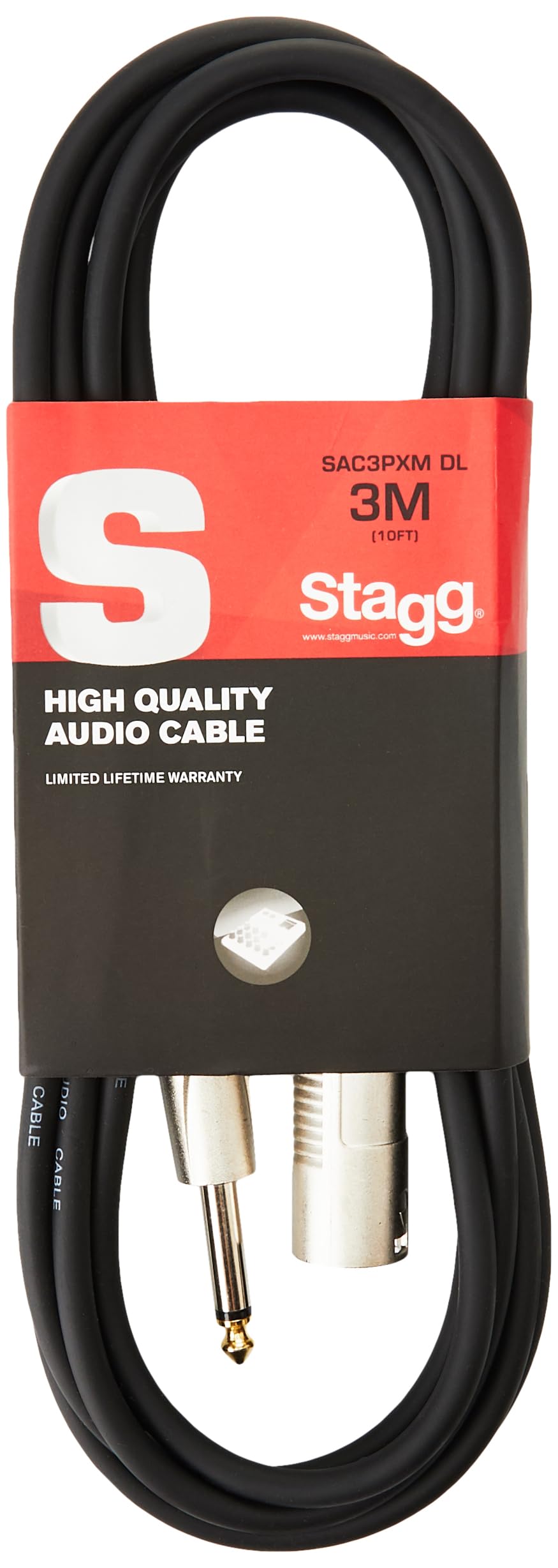 Stagg S-Series Deluxe Audio Cable - 3m (10ft) Jack to M XLR