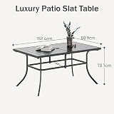 PHI VILLA Garden Table 150x90cm for 6 Outdoor Rust Proof Steel Frame Black view 2