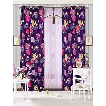 Mk Collection 2 Panel Curtain with Grommet Teens/girls Owl Fox Animals Purple New